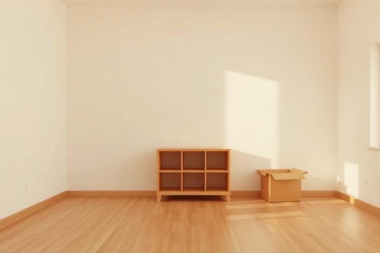 Sala vazia de apartamento novo com caixas de mudança